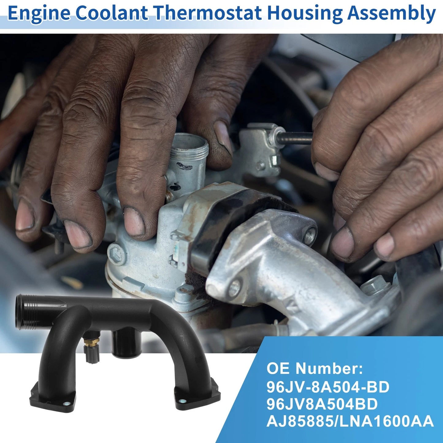 Engine Coolant Thermostat Housing Assembly No. 96JV-8A504-BD for Jaguar XK8 (1997–2002)