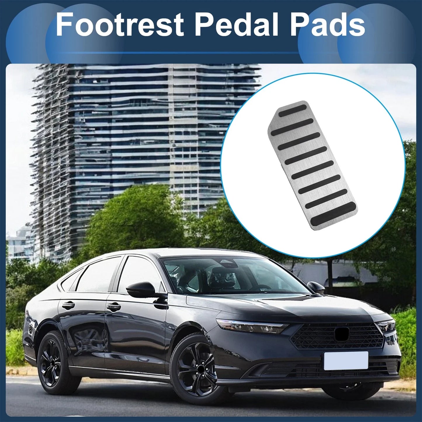 Footrest Pedal Cover for Honda Accord (2018-2021) - Aluminum Alloy Silver Tone