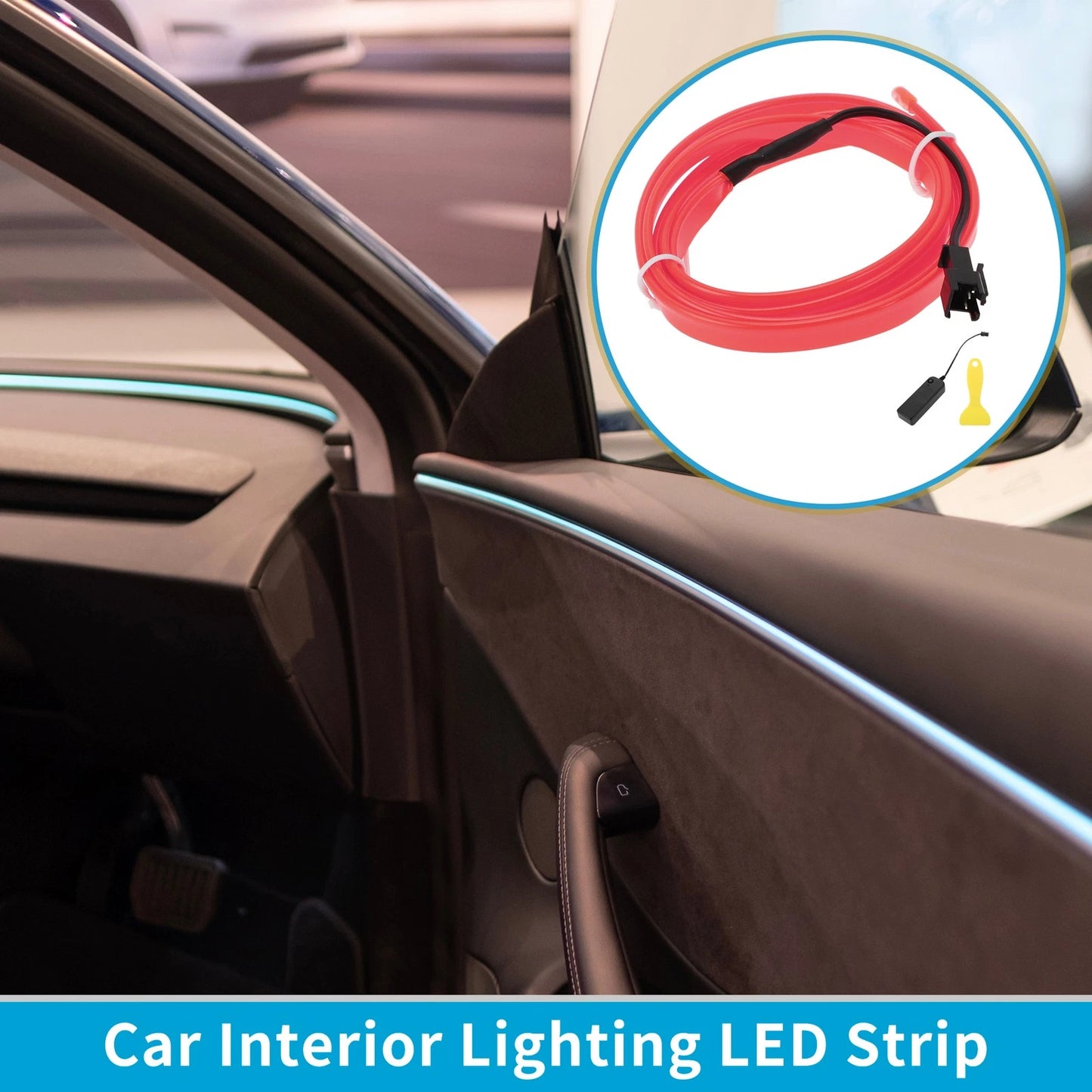 LED Strip Interior Decoration Lighting for Car (Battery Box 3V) Pink