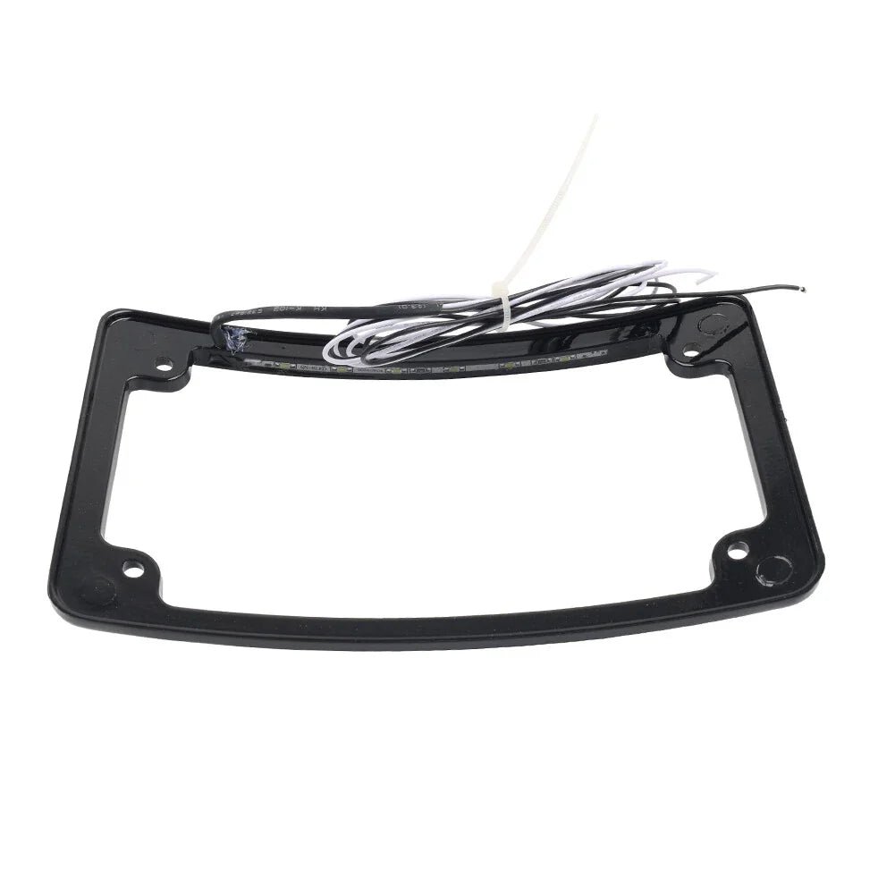 Black Rear License Plate Frame Bracket w/Light for Harley Touring (2009-2023)