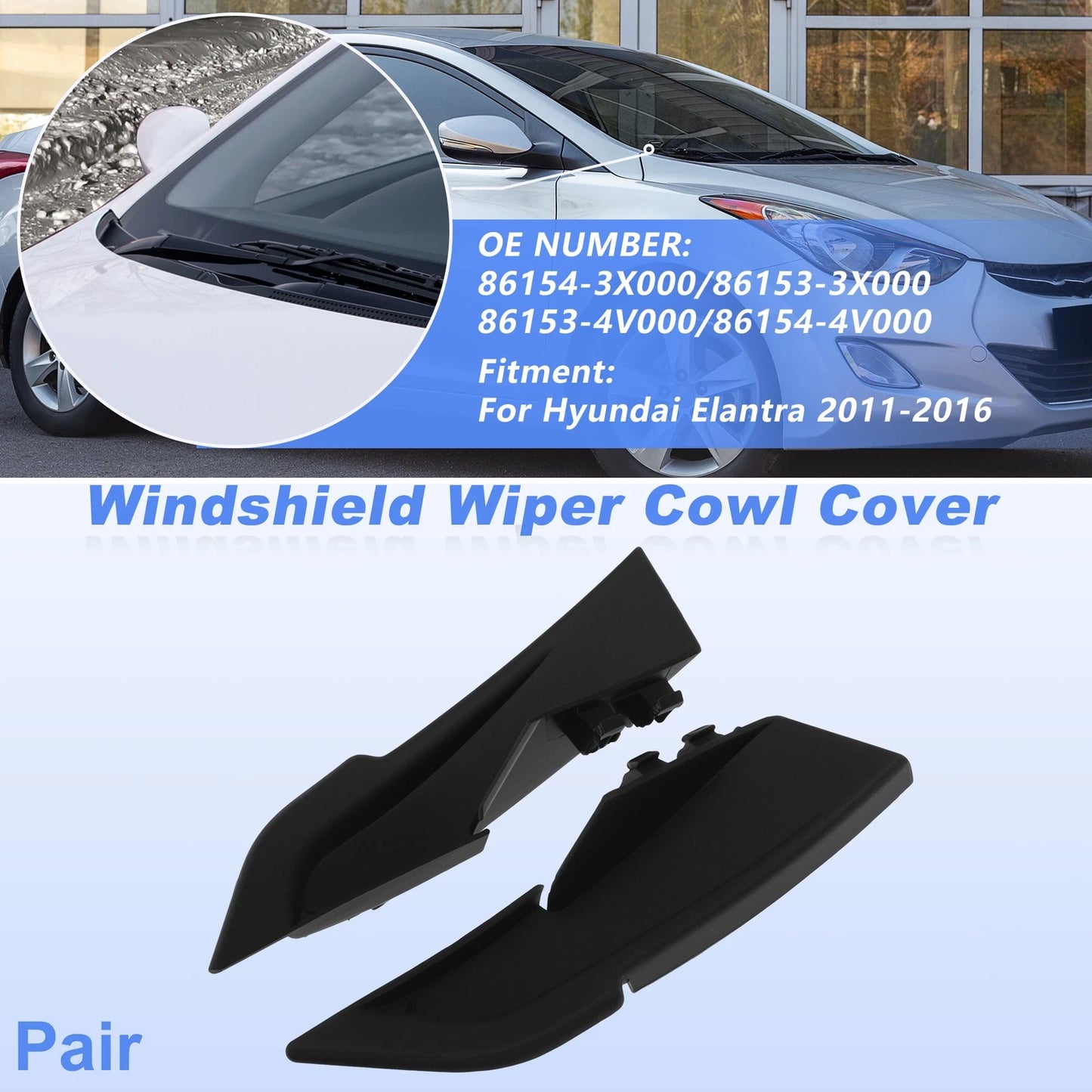 Set of 2 Windshield Cowl Replacements for Hyundai Elantra (2011–2016) 86154-3X000