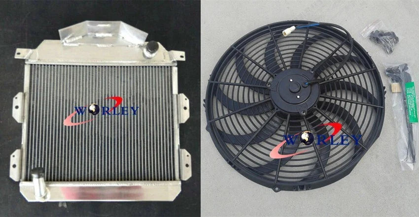 3 Row Aluminum Radiator + Fan for Austin Healey 100-4 (1953-1956)