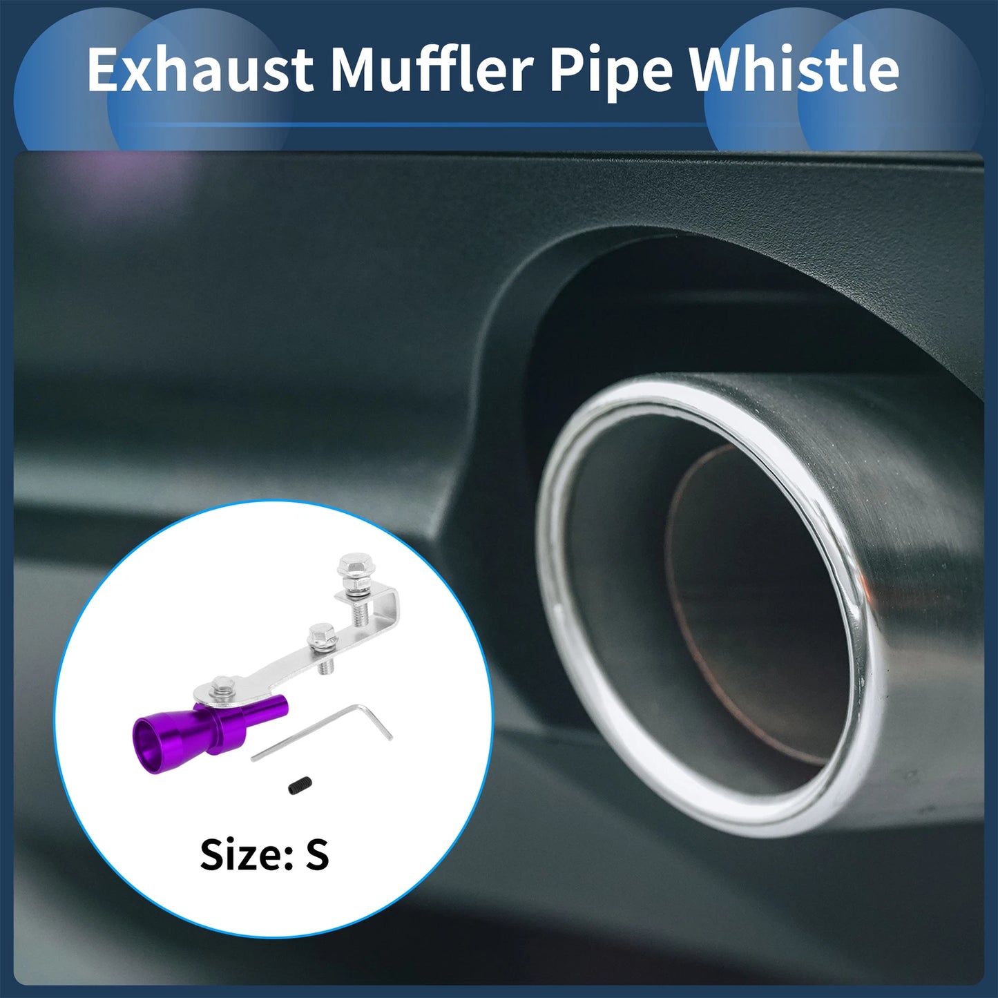 Set of 1 Turbo Sound Exhaust Muffler Pipe Whistle for Universal Fit