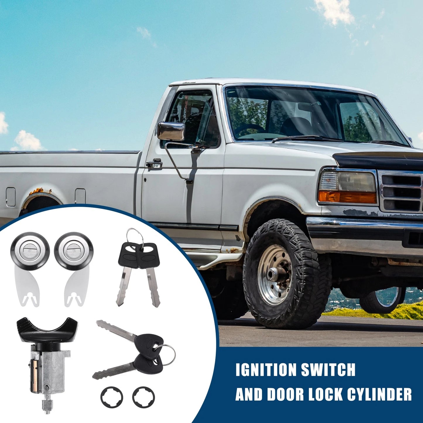 Ignition Switch Lock Cylinder & Door Lock Cylinder for Ford F150 F250 (1997–2003)