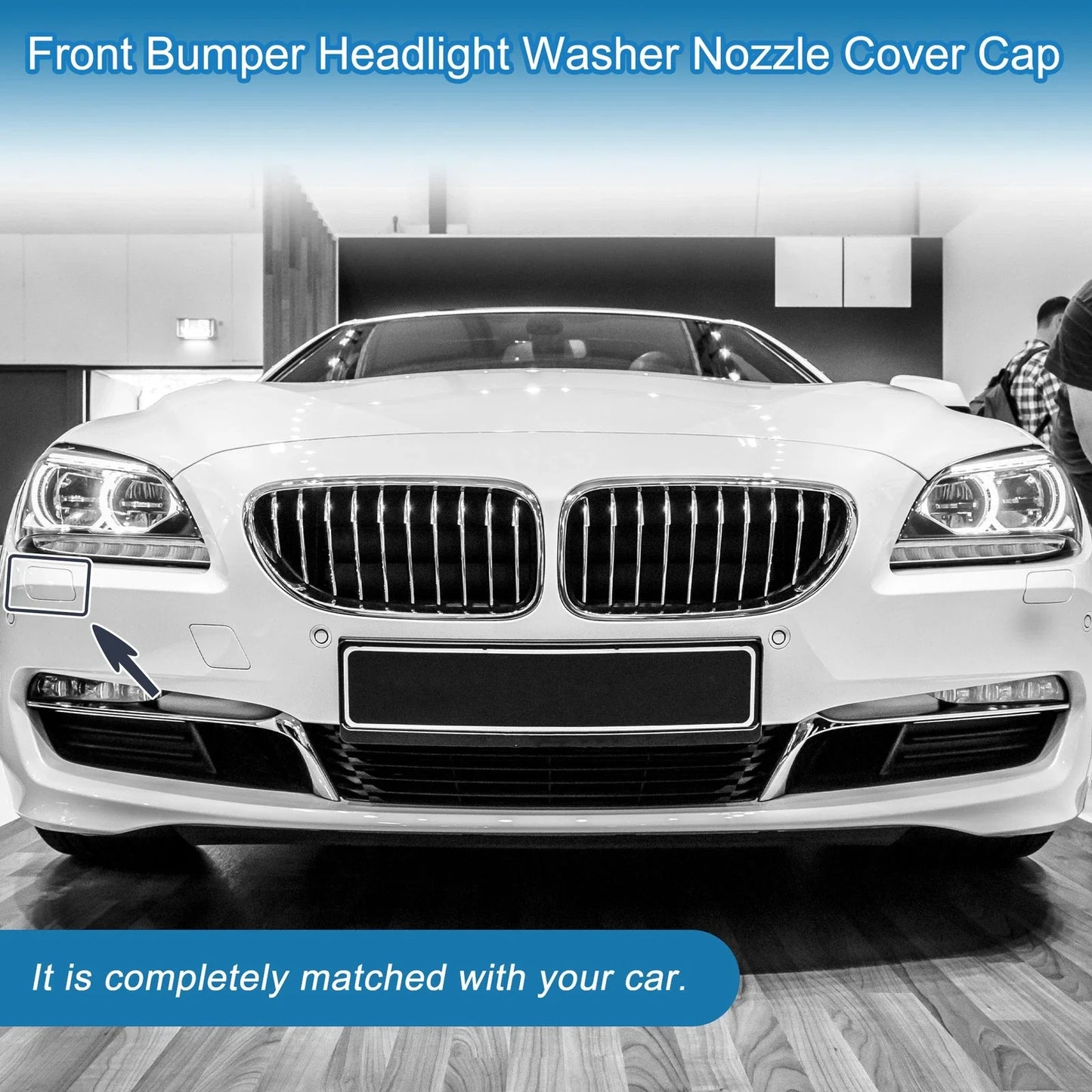 Front Right Side Bumper Headlight Washer Nozzle Cover Cap for BMW 640i Gray
