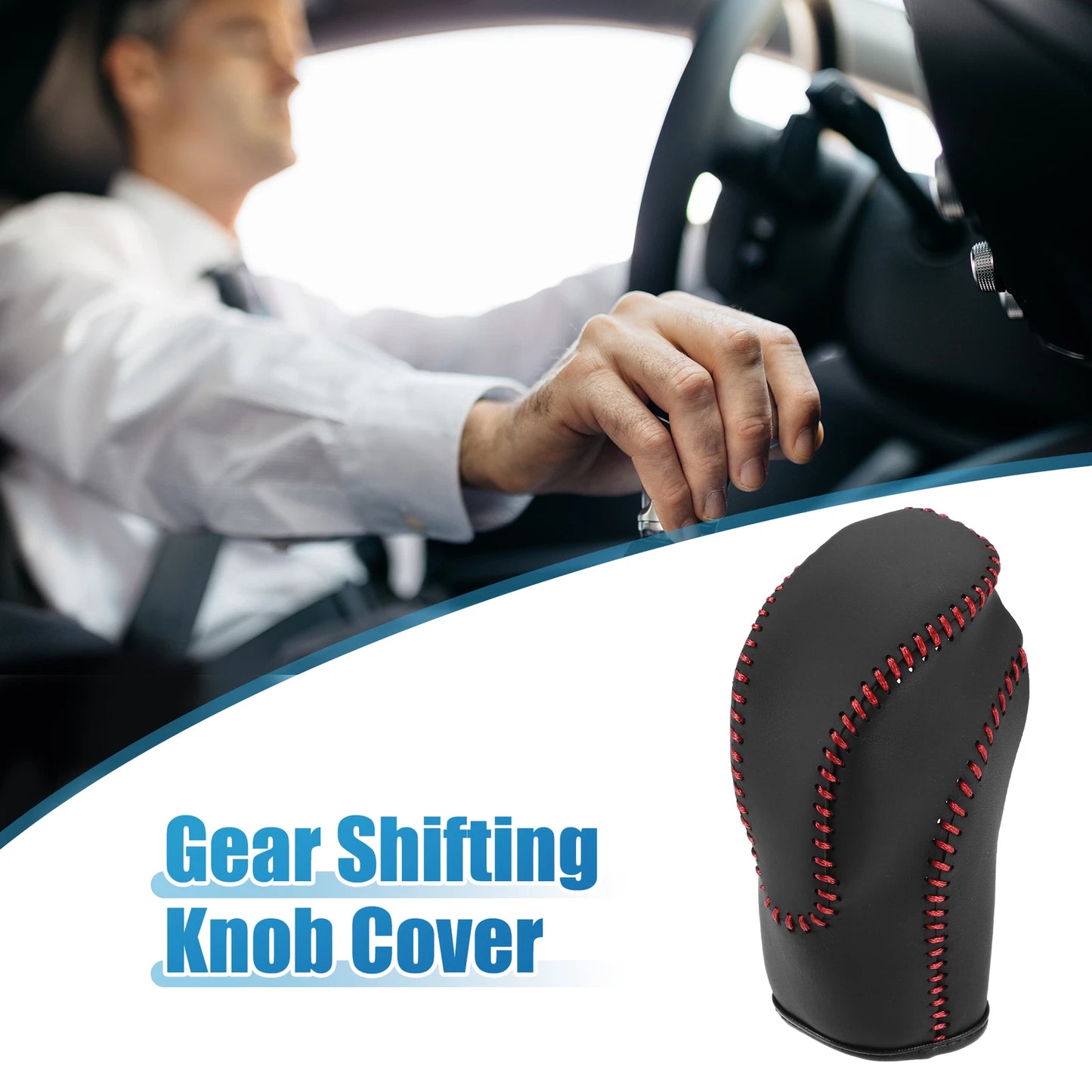 Gear Shift Lever Cover Trim for Subaru Crosstrek (2018–2023) Black Red Stitches