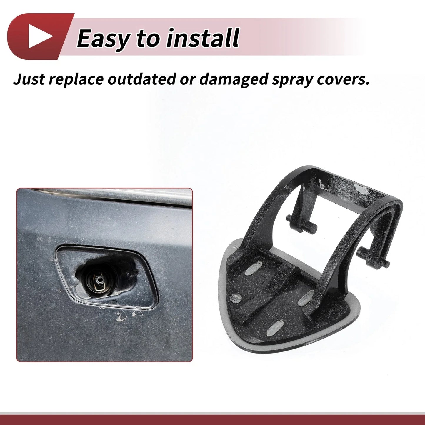 Front Left Washer Nozzle Cover for Mercedes-Benz E320 (1994-2006) Black