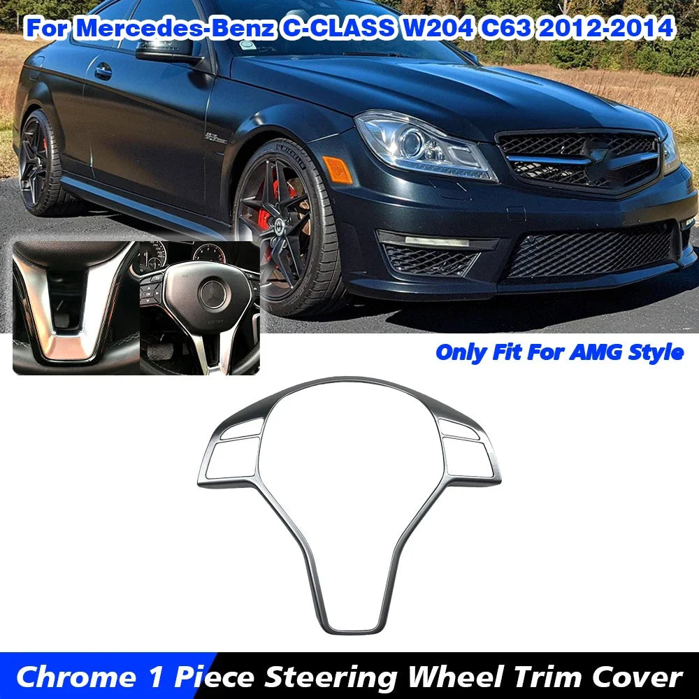 1X Chrome Steering Wheel Trim Cover for Mercedes Benz C-Class