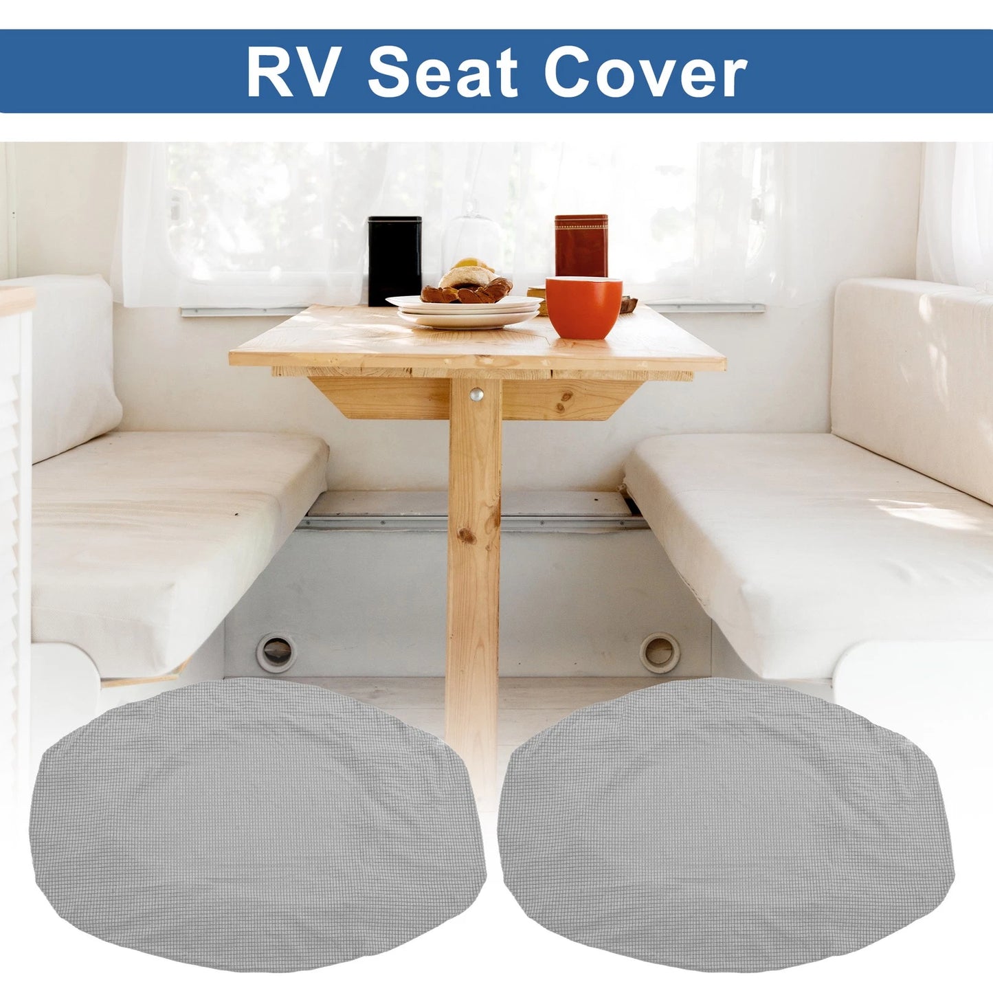 Set of 1 Non-Slip RV Dinette Seat Cushion Cover for Camper (Light Gray)