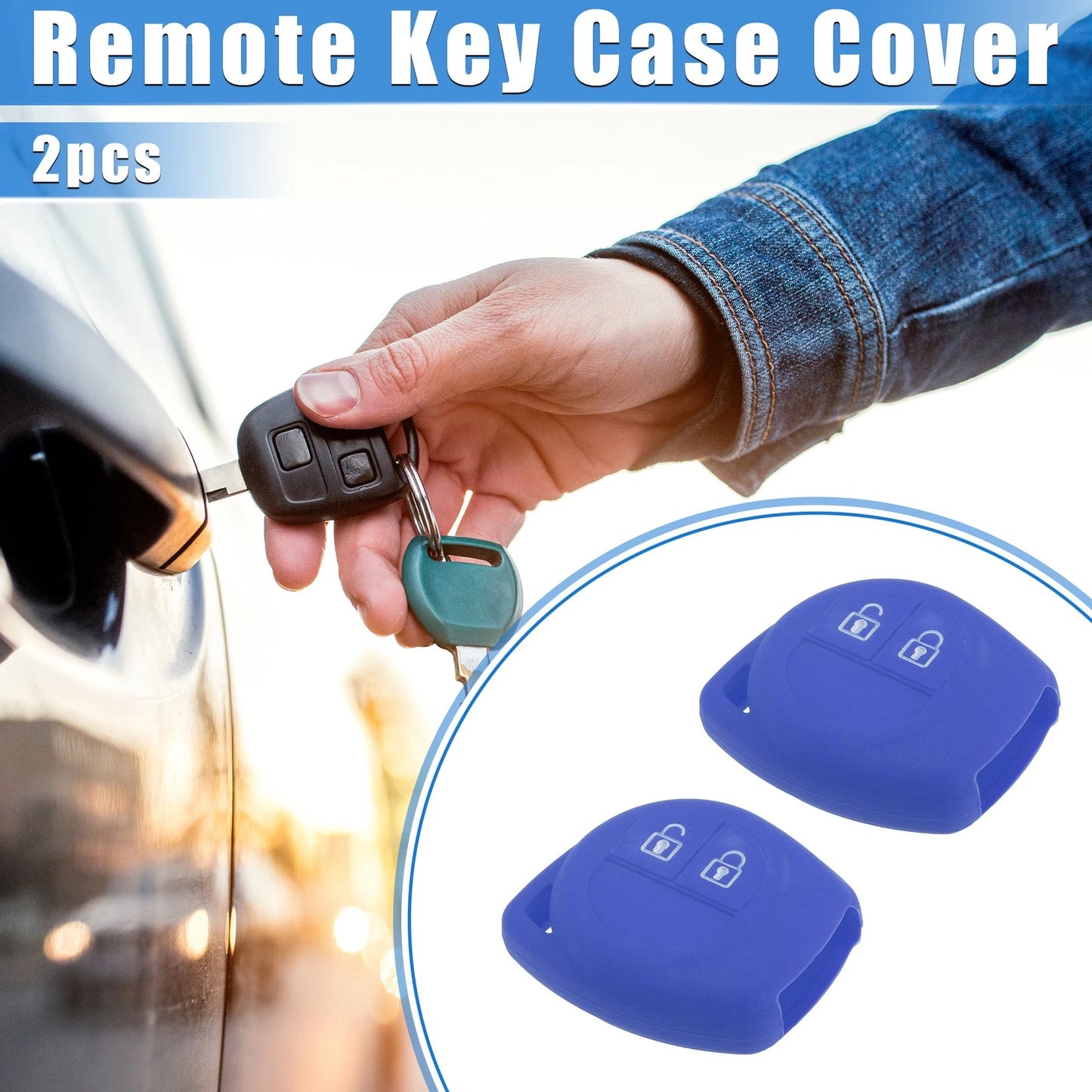 2X Key Fob Case Protector for Suzuki (2 Button) (2010–2023) Dark Blue Silicone