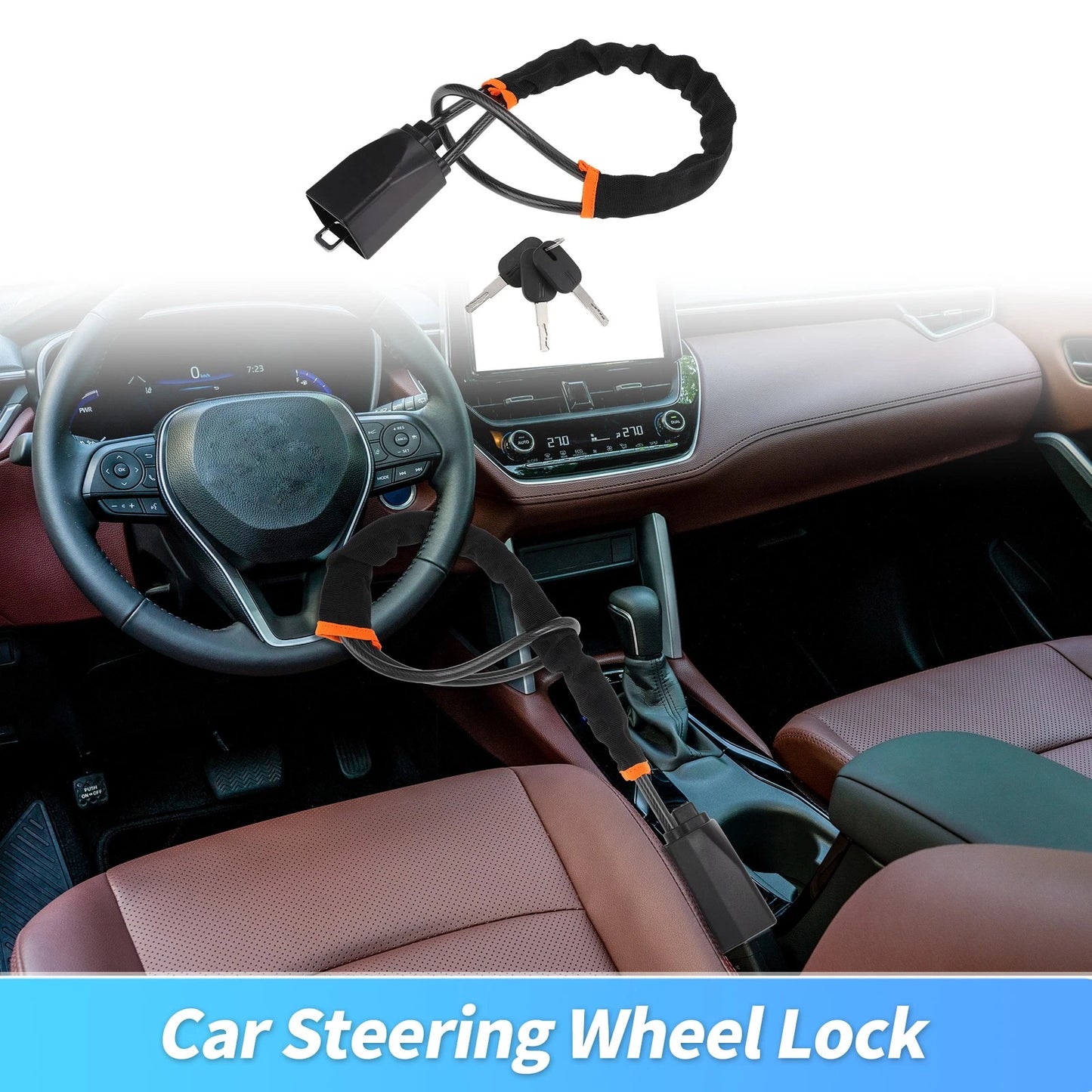 Steering Wheel Lock & Seat Belt Lock for Universal Fit (2010–2023)