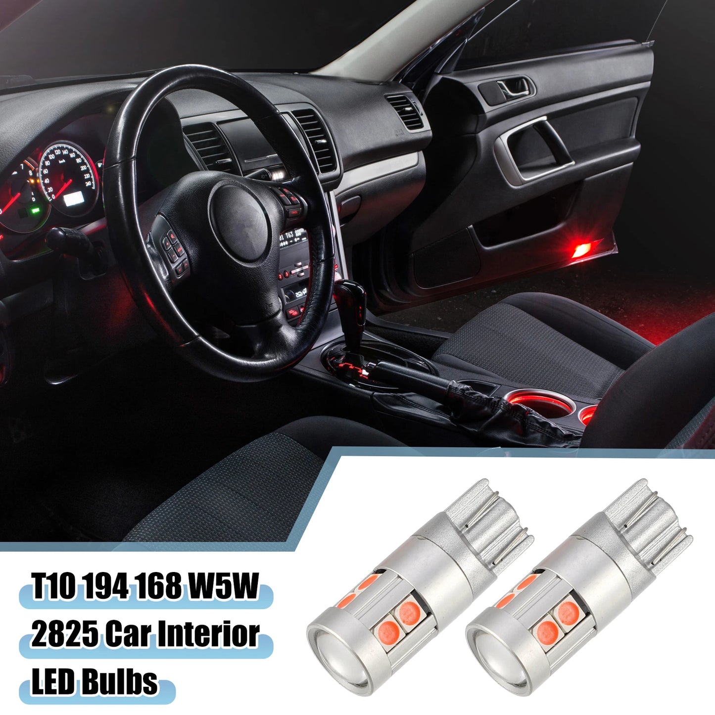 2X T10 194 168 W5W 2825 3030 9SMD LED Bulbs Aluminum Alloy Red Light