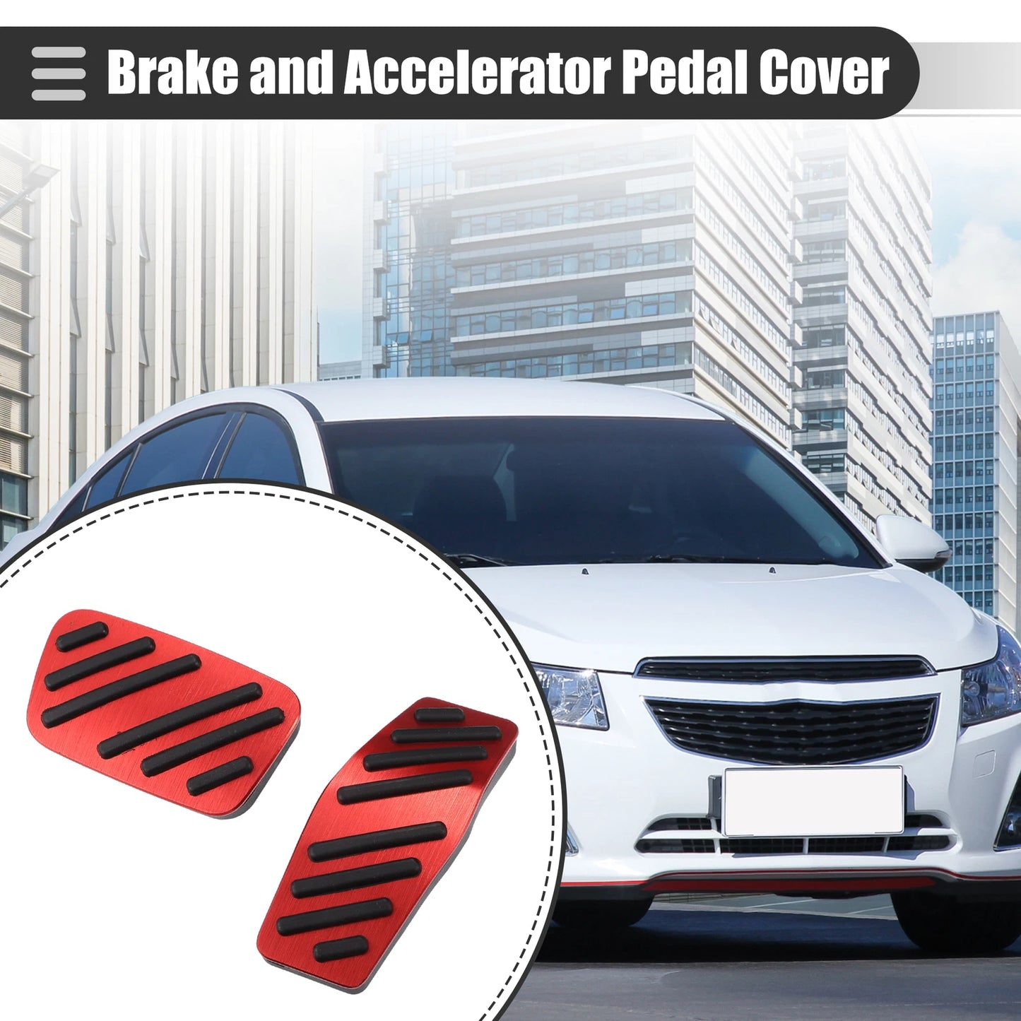 Set of 2 Brake and Accelerator Pedal Covers for Chevrolet Cruze (2009–2020) Black Red