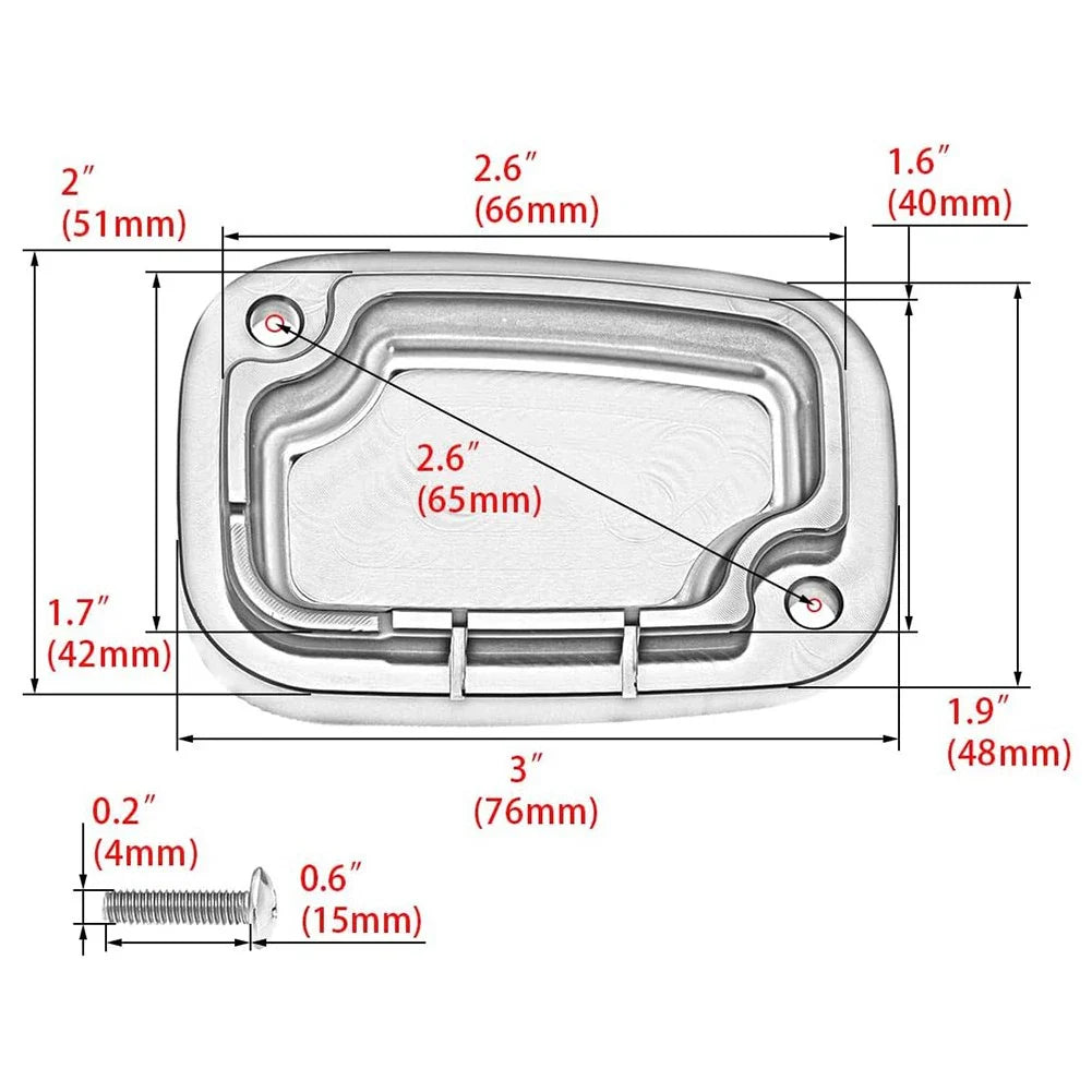 Black Brake Cylinder Reservoir Cover Cap for Harley Touring Road King Road Glide (2009-2023)