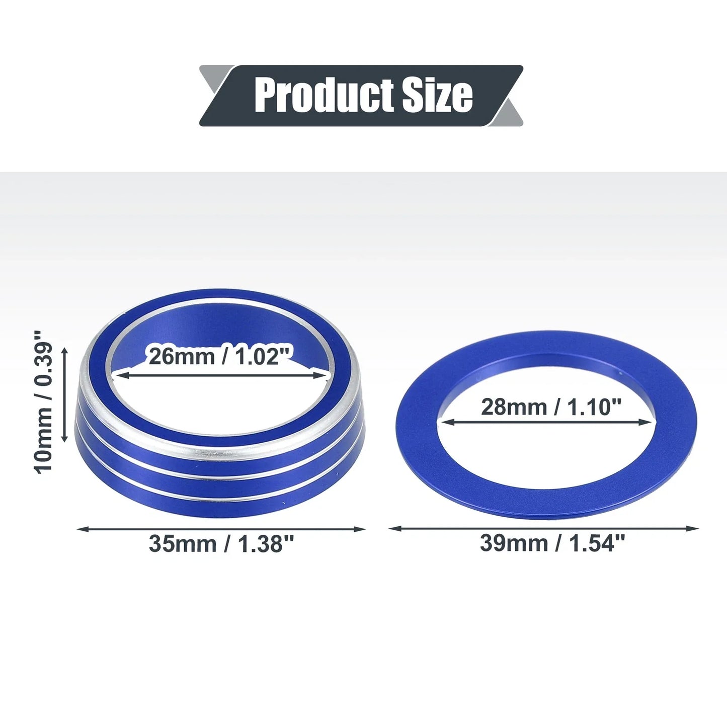 3 x Blue AC Knob Covers & Engine Start Button Cover for Honda Civic (2016-2021)