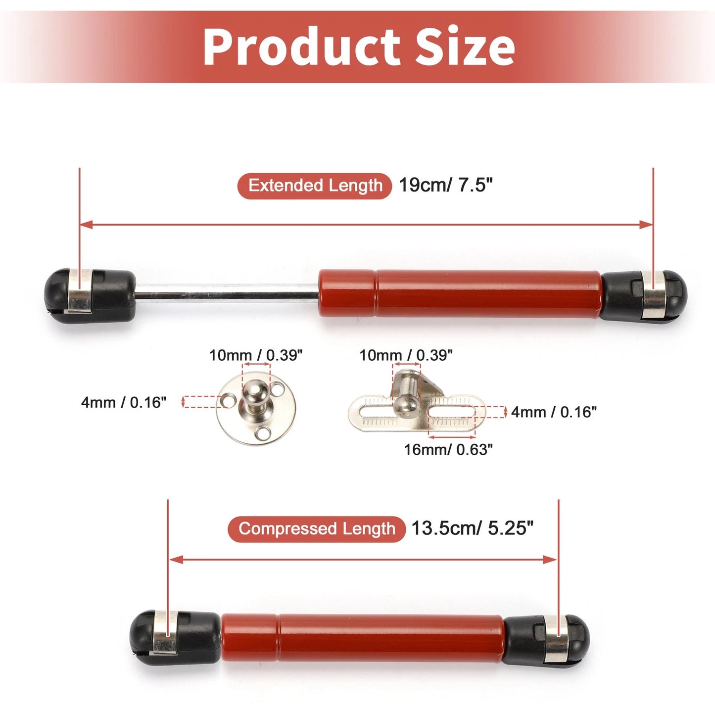 Set of 2 Red Lift Supports Struts Shocks Gas Spring for RV Car (7.5 inch)