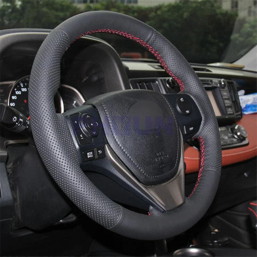 Hand Sewing Steering Wheel Cover for Toyota RAV4, Corolla (2013-2018)