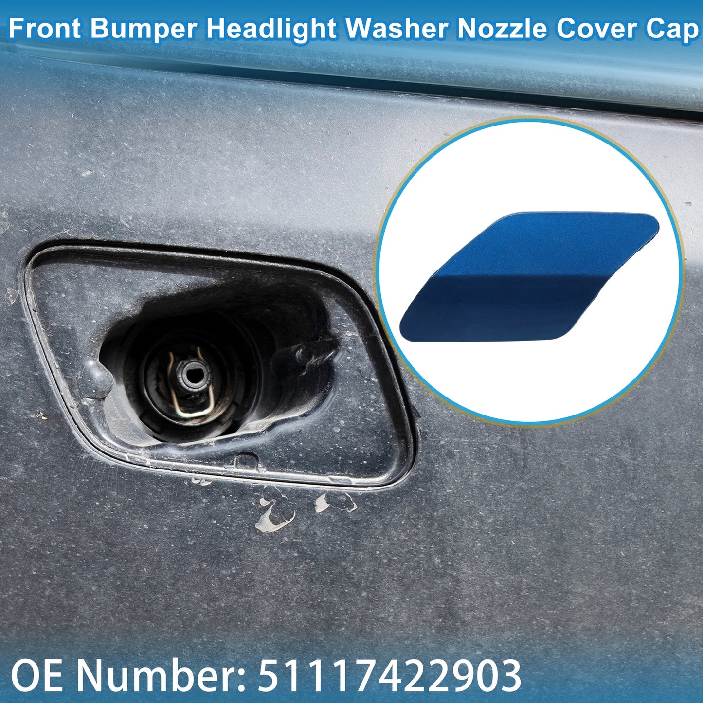 Front Left Washer Nozzle Cover Cap No. 51117422903 for BMW X6 (2015–2019) Blue
