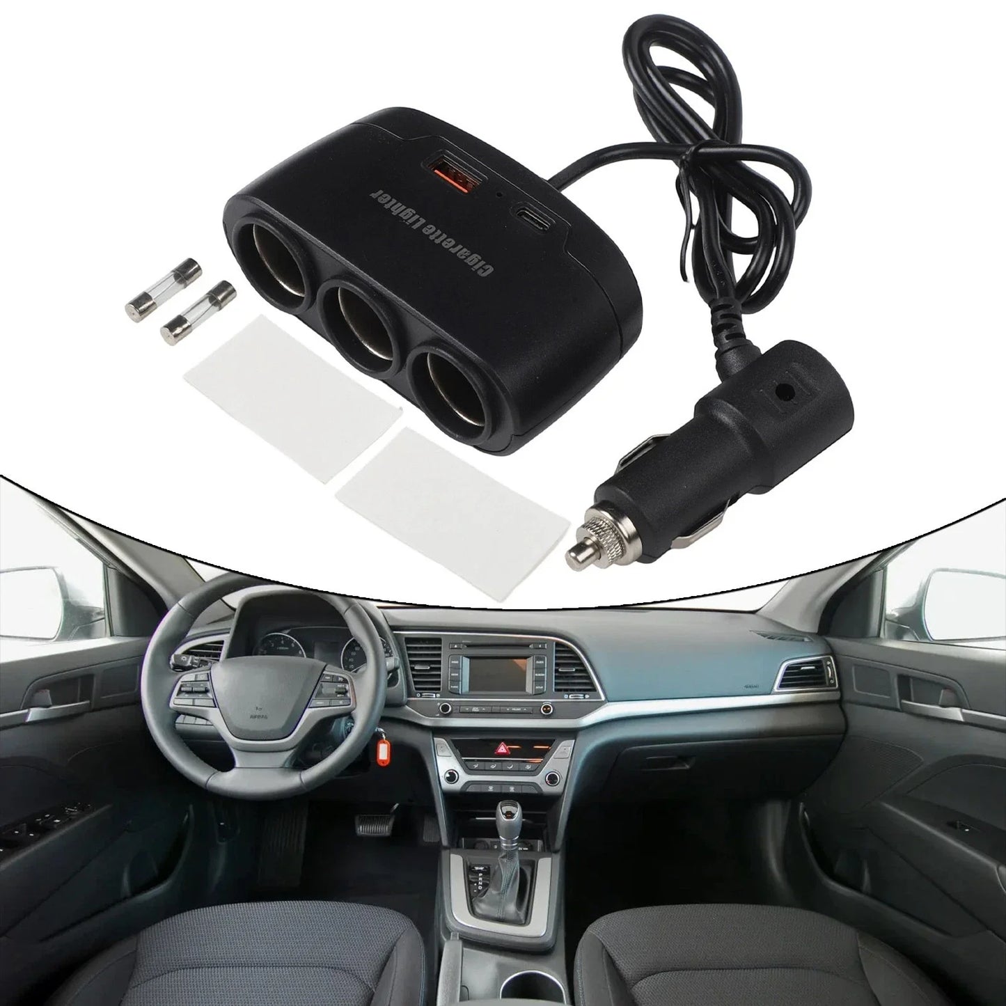 Premium Car Charger Splitter with Triple Socket High Power 120W Output