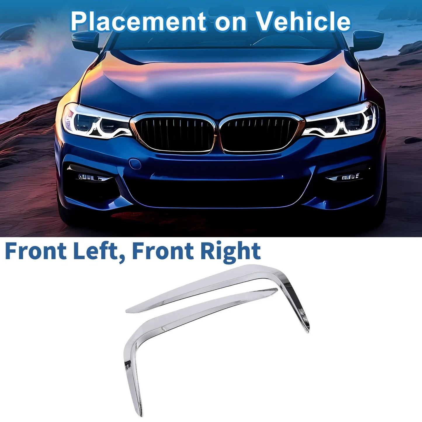 Front Left Front Right Headlight Trim Bezel for BMW 5 Series G30 (2018-2022)
