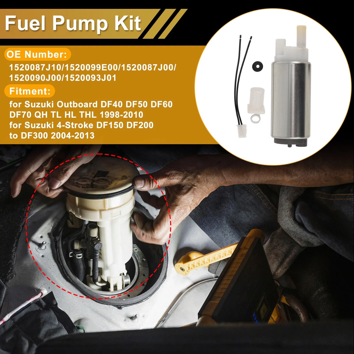 Fuel Pump for Suzuki Outboard DF40 DF50 DF60 DF70 (1998–2010) 1520087J10