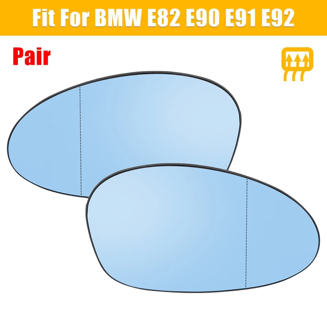 Pair Heated Wing Mirror Glass with Backing Blue for BMW 128i 135i 325i 328i 330i (2008–2013)