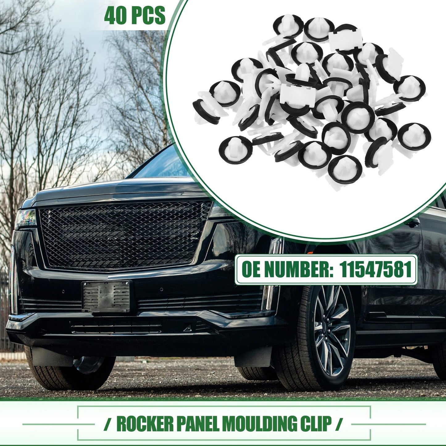 40 Pcs Rocker Panel Clip for Cadillac CT5 (2020–2023) No. 11547581 Black White