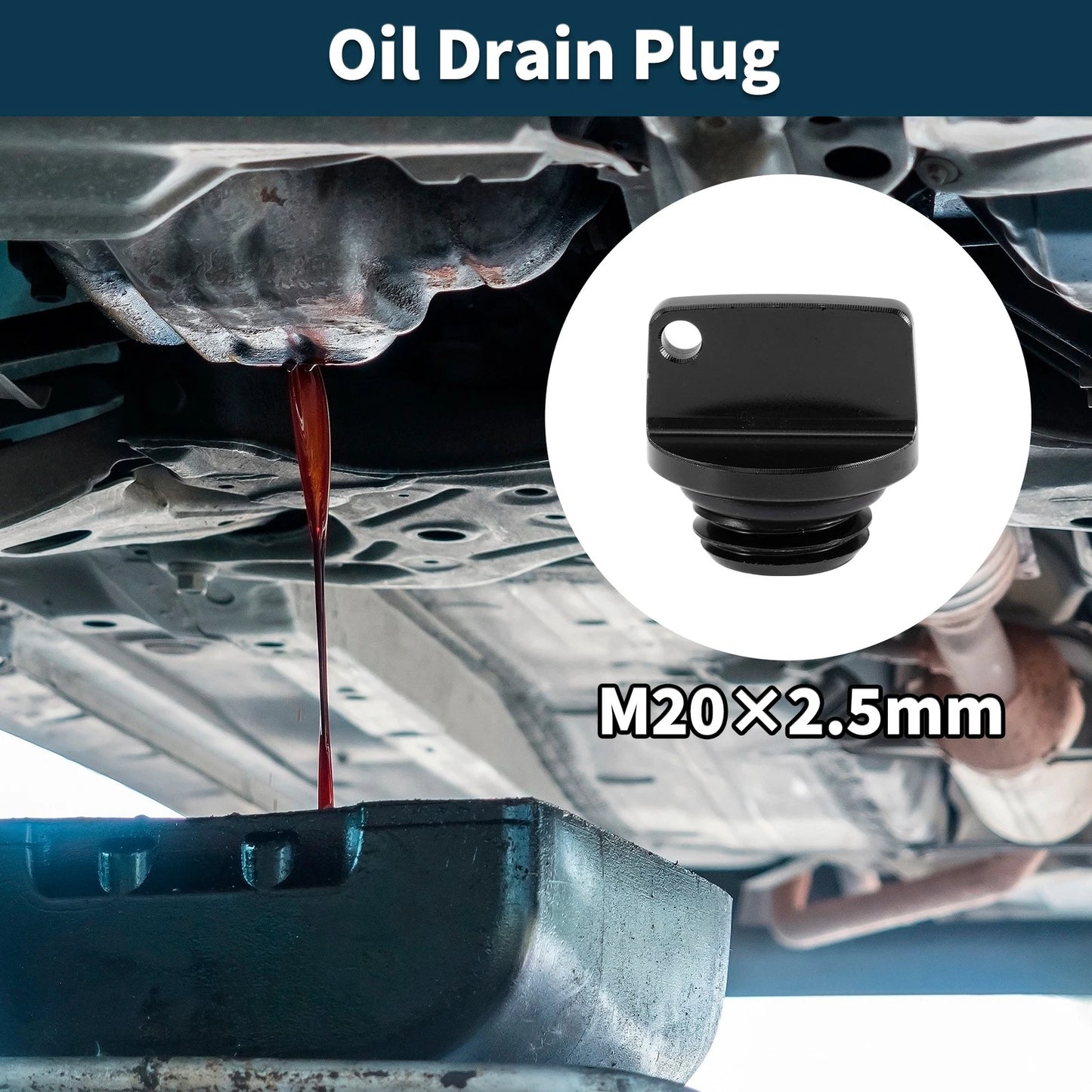 M20x2.5 Oil Drain Plug for Honda Yamaha (Aluminum Alloy, Black)