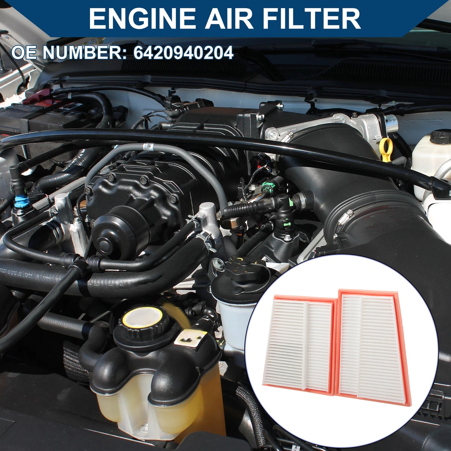 Set of 2 Engine Air Filters No. 6420940204 for Mercedes-Benz C320 (2000–2015)