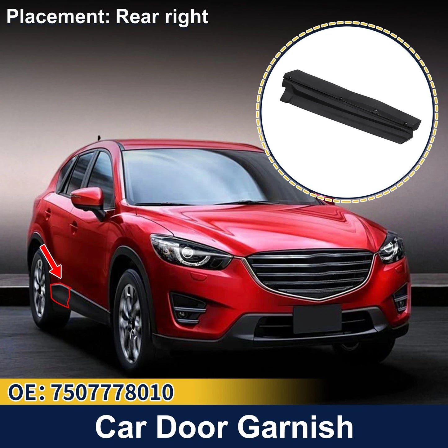 Door Side Lower Trim Rear Right No. 7507778010 for Lexus NX (2015–2021)