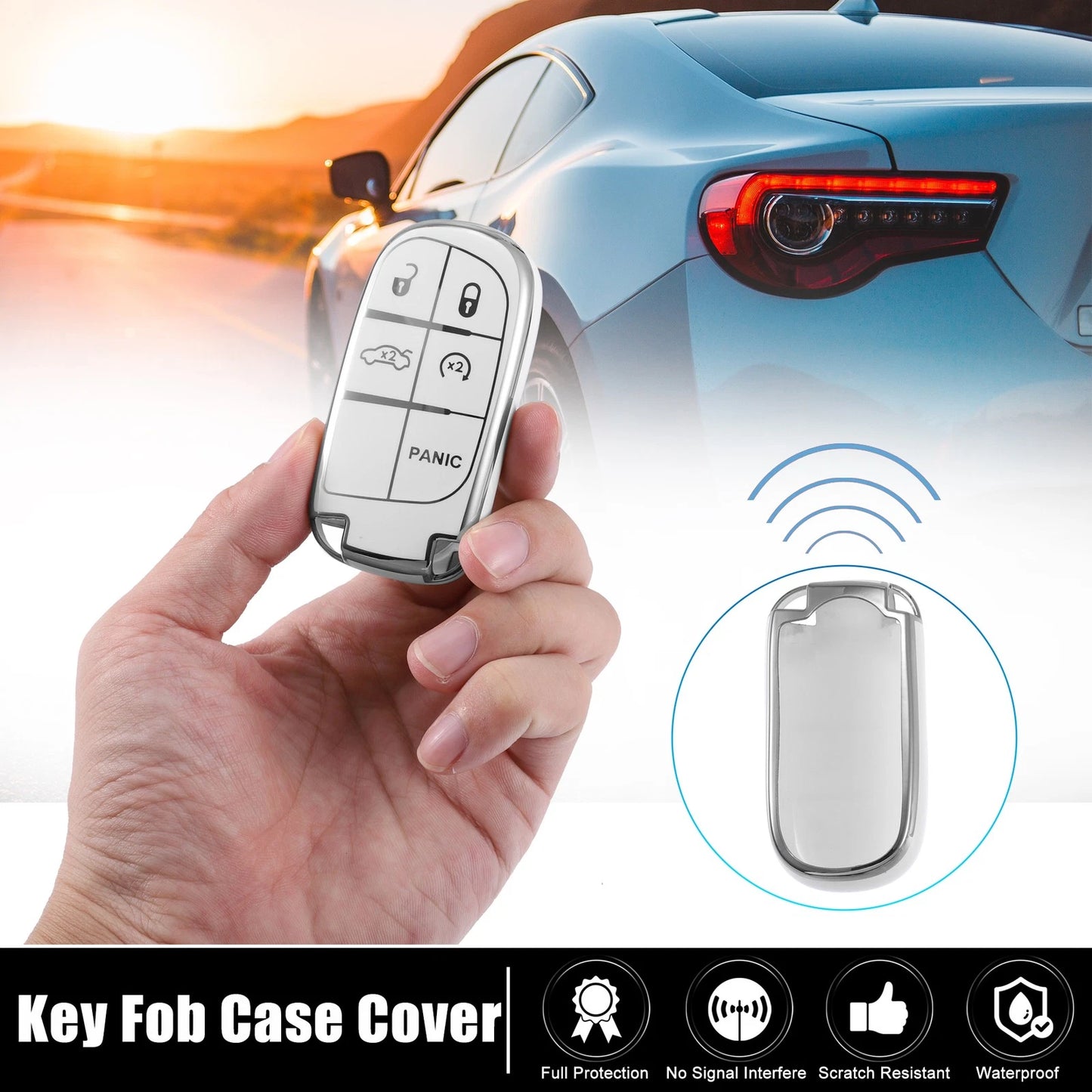 Smart Key Fob Case Cover Kit for Jeep Grand Cherokee Renegade (2011–2023)