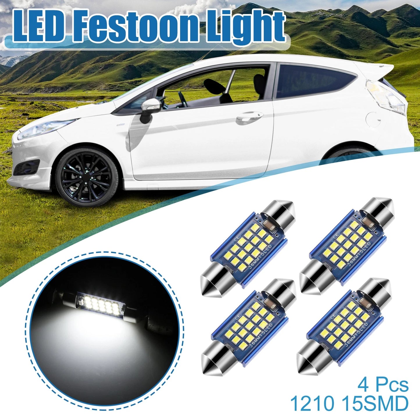 Set of 4 LED Festoon Lights for Car (36mm, 1210)