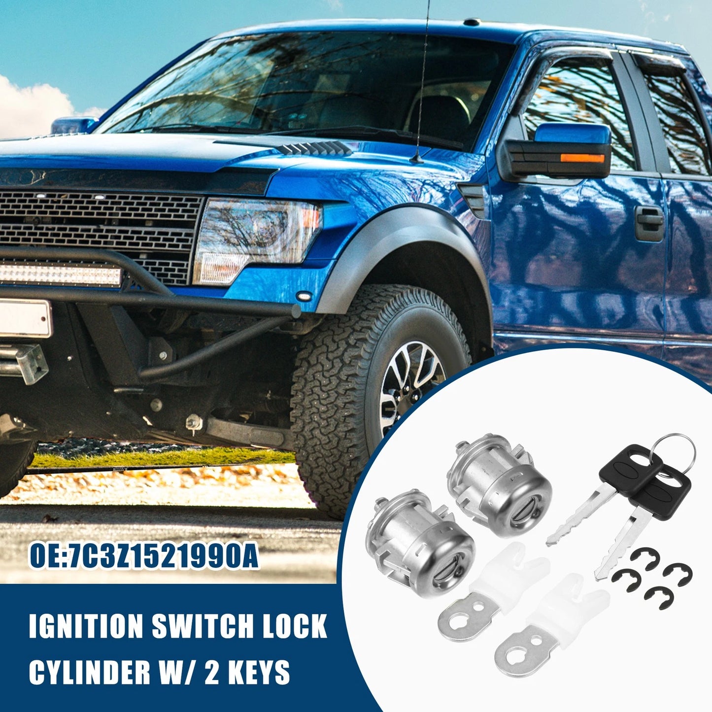 Set of 1 No.7C3Z1521990A Door Lock Cylinder with Key for Ford F150 (1997–2011)