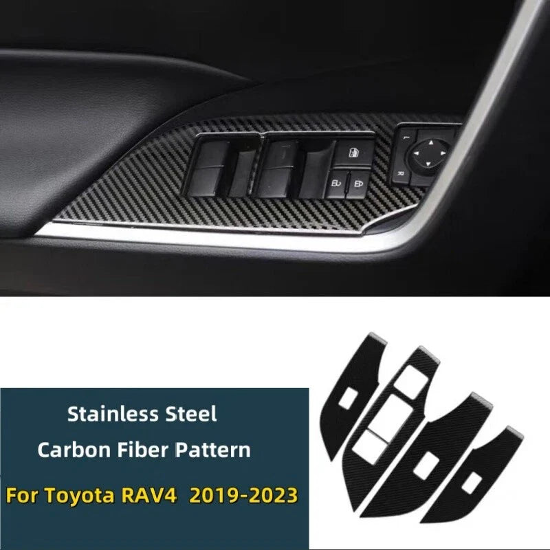 17PC Carbon Fiber Door Handle Gear Shift Air Outlet Cover Trim for Toyota RAV4