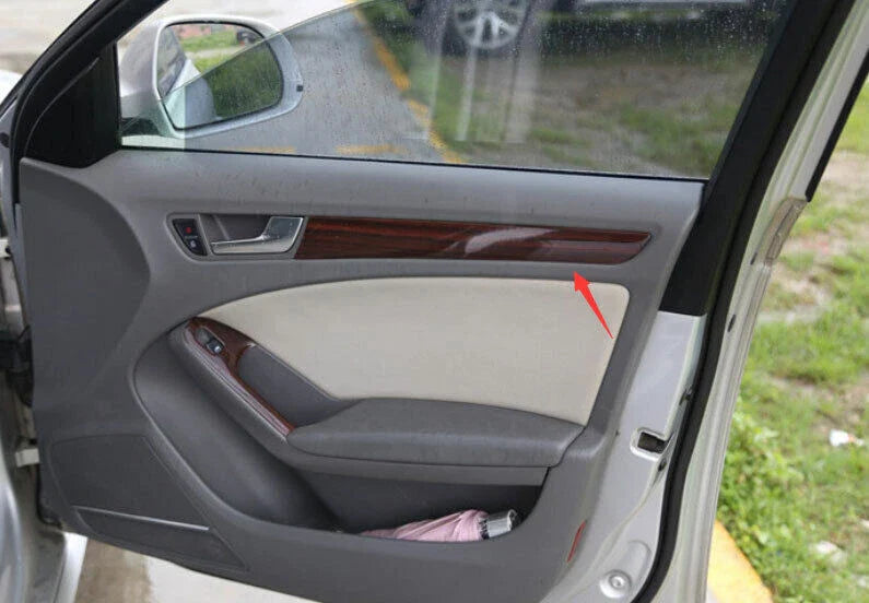 4X Wood Grain Car Inner Door Panel Cover Trim for Audi A4 (2000–2016)