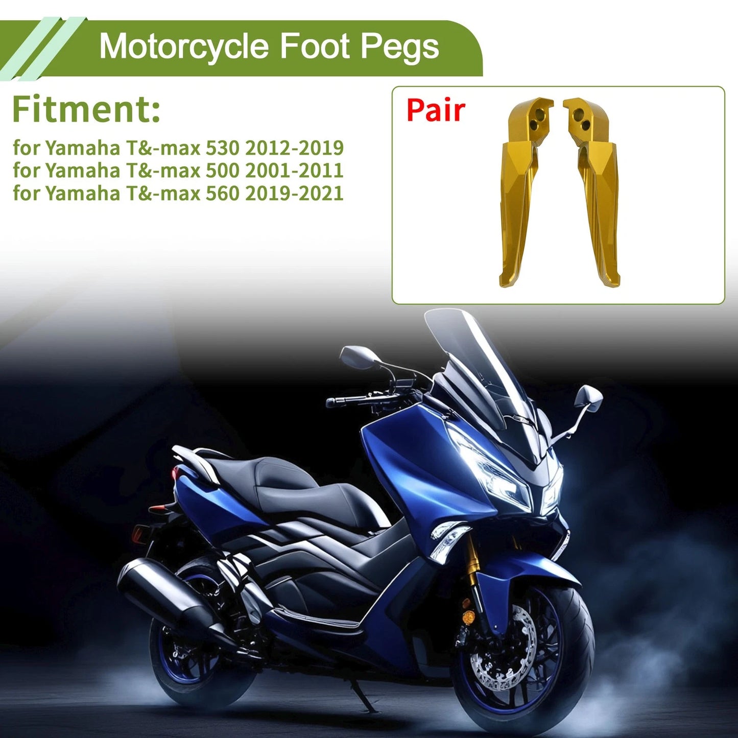 Foot Pegs for Yamaha T-Max 530 (2012–2019) - Gold Tone, 1 Pair