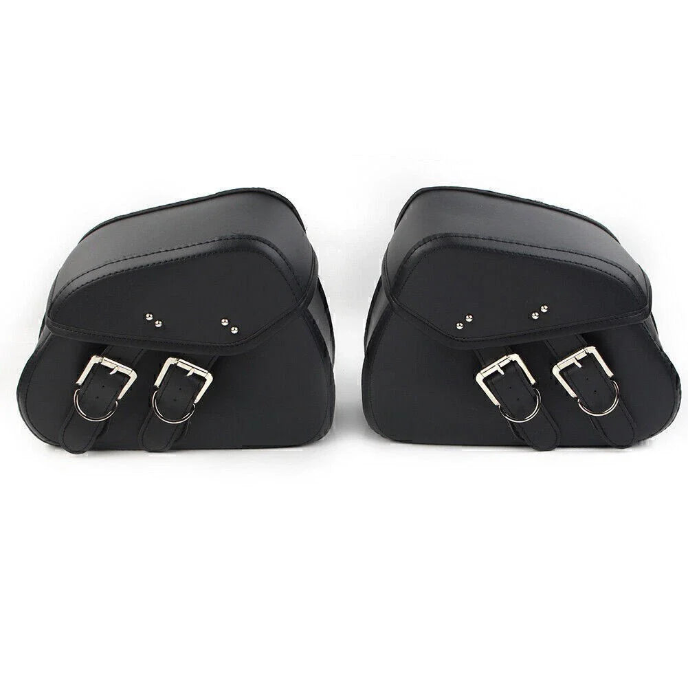 Black PU Leather Saddle Bags for Harley Sportster Dyna (2004-2023)