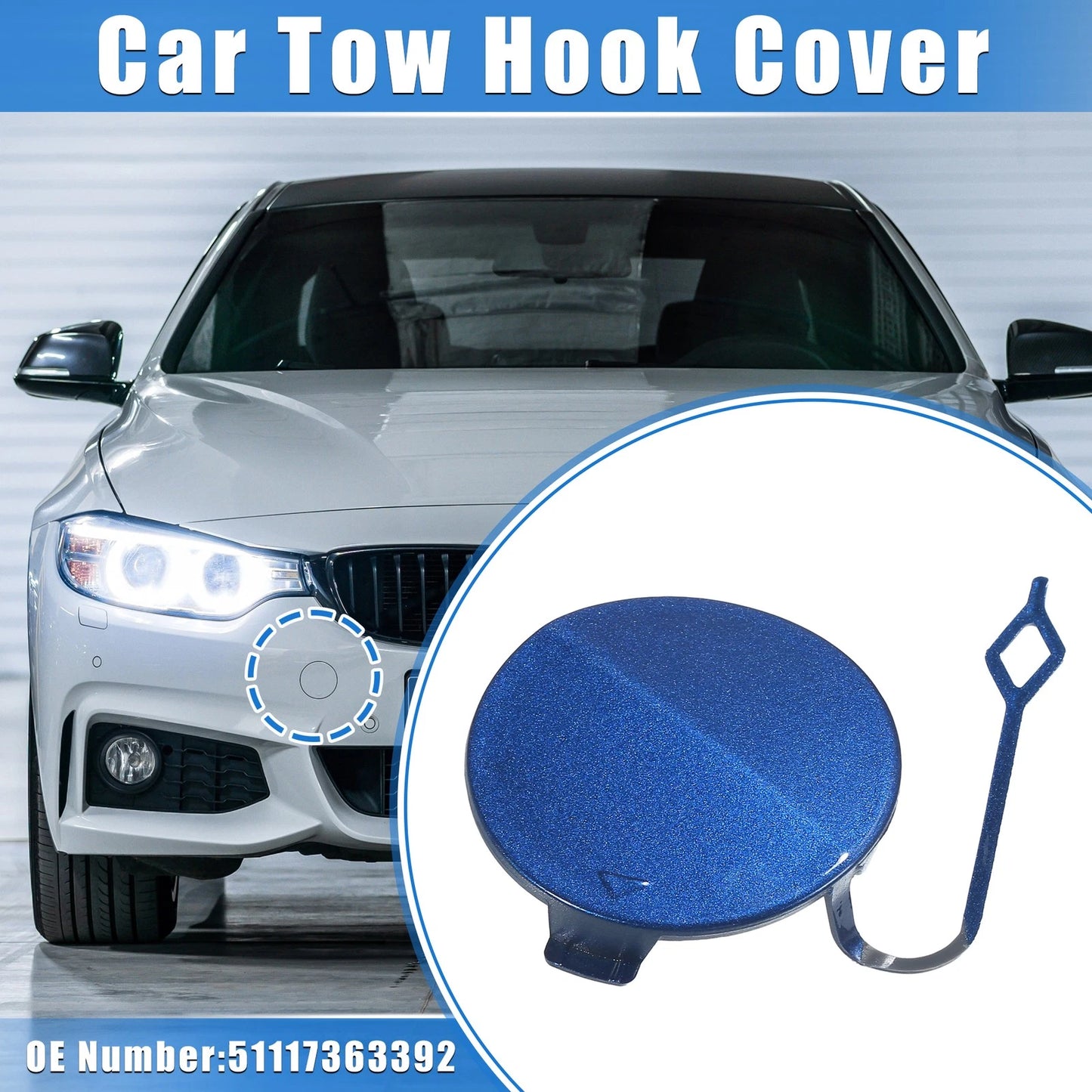 Tow Hook Eye Hole Cover Cap for BMW F32 F33 F40 (2012–2020) Blue Right