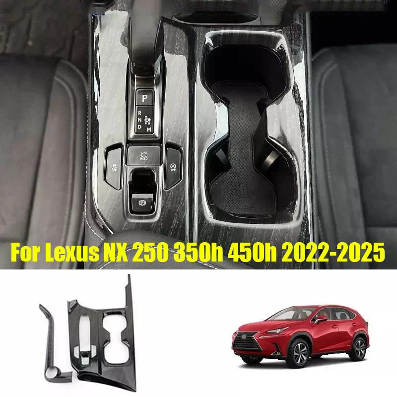 Black Wood Grain Console Gear Shift Frame for Lexus NX (2022–2025)