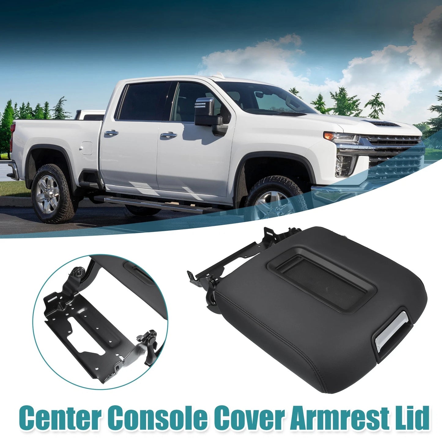 Center Console Armrest Lid Cover with Bracket for Chevy Silverado
