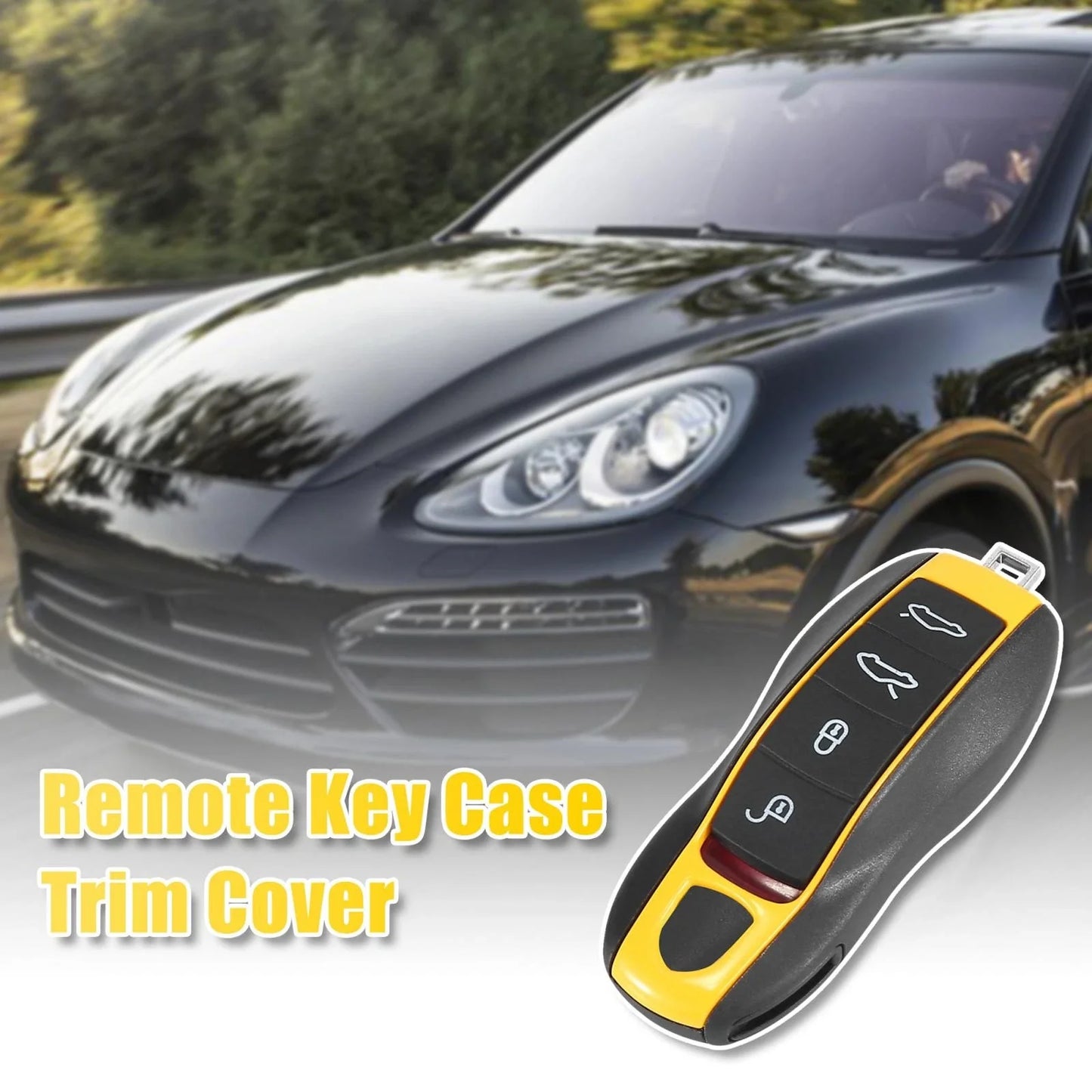 Gold Tone Remote Key Fob Case Cover for Porsche Macan Panamera Cayenne (2014-2023)