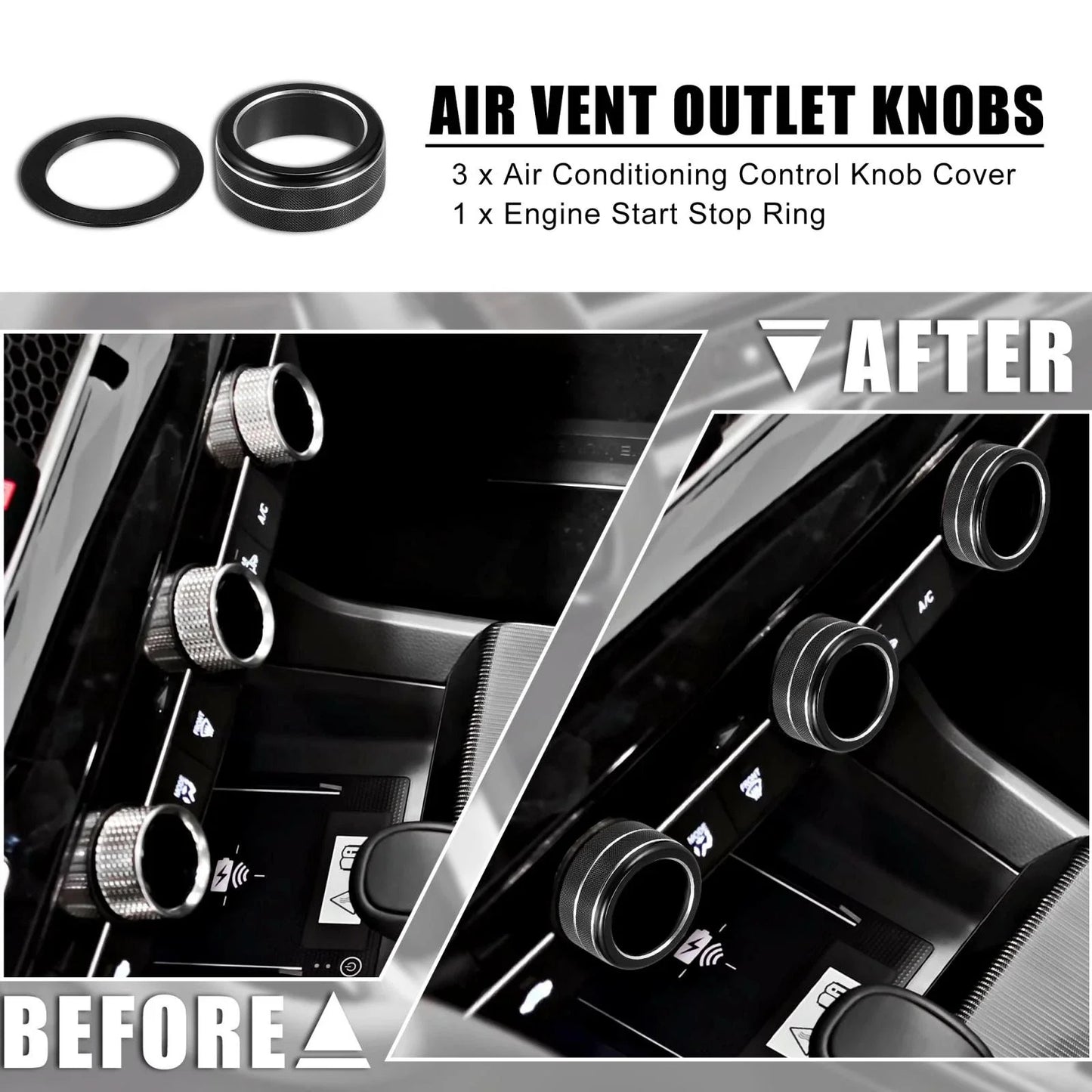 4pcs Black Air Conditioner Shift Knob Covers for Honda Civic (2022)