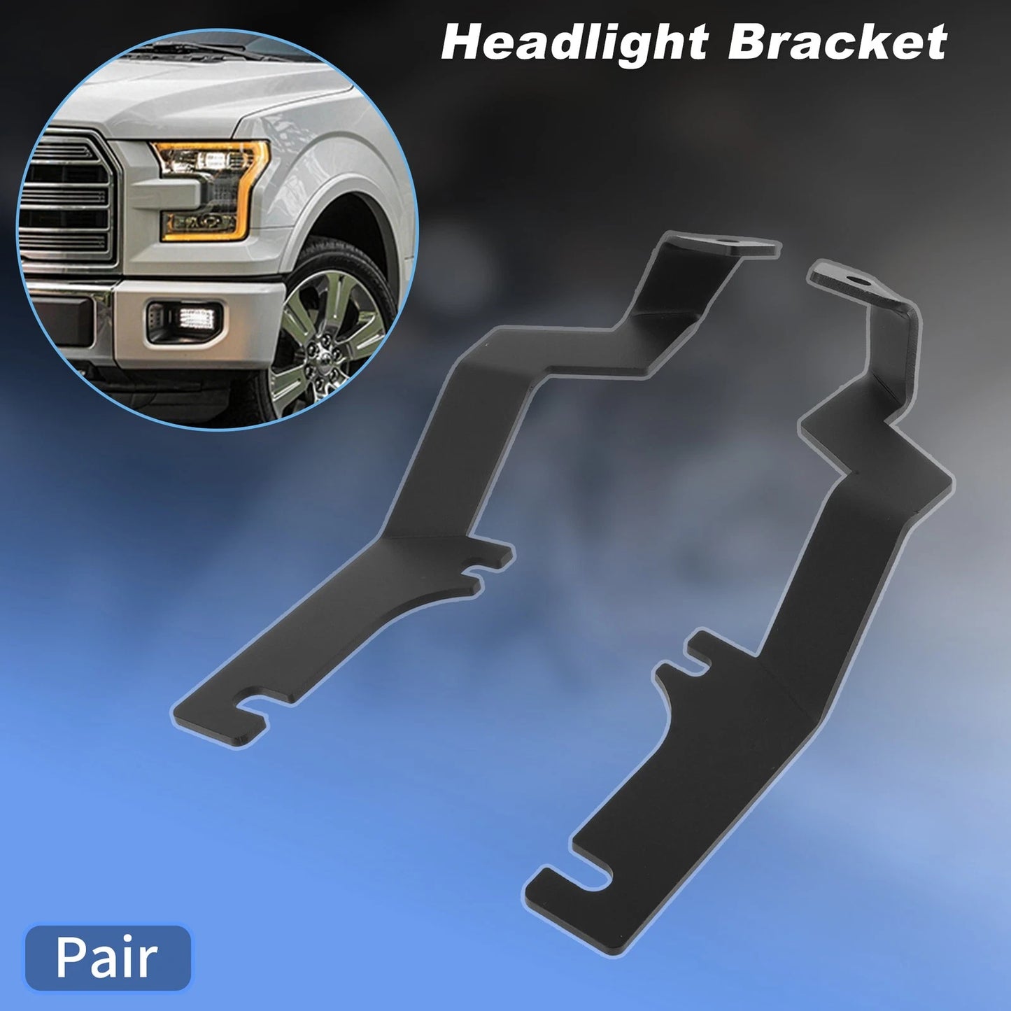 Headlight Hood Mount Bracket for Ford F-150 (2015–2020) 1 Pair, Black