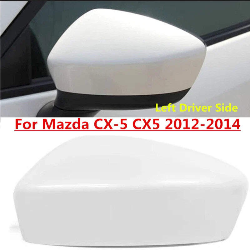 White Left Driver Side Rearview Mirror Cap Cover for Mazda CX-5 (2012–2014)