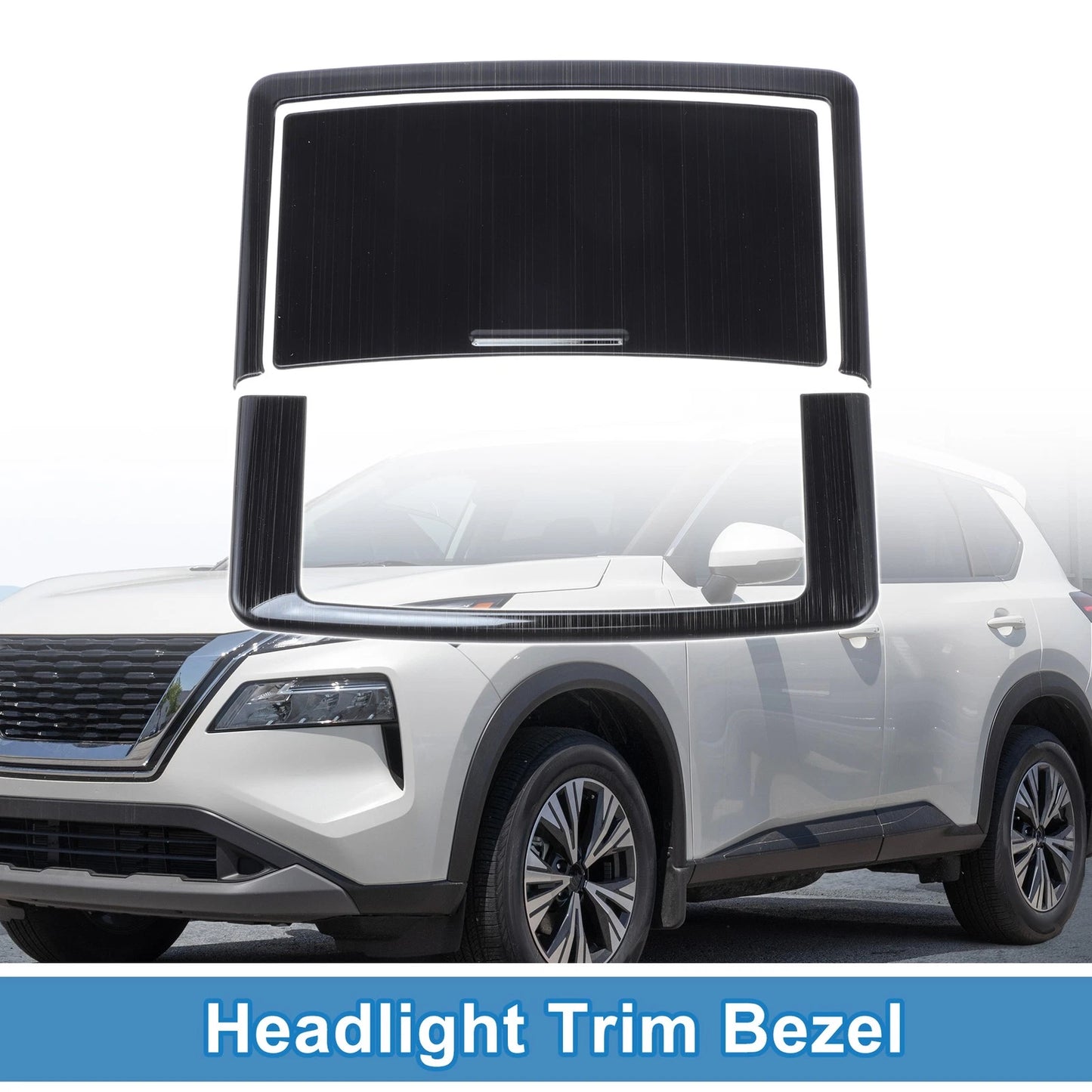 Set of 2 Headlight Trim Bezels for Nissan Rogue (2021–2024) ABS