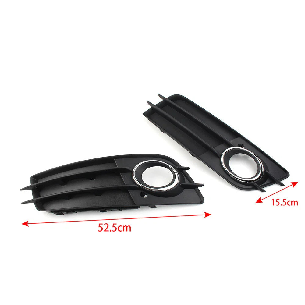 Left Front Fog Light Grille Cover w/Chrome Ring for Audi A4 S4 (2008-2012)