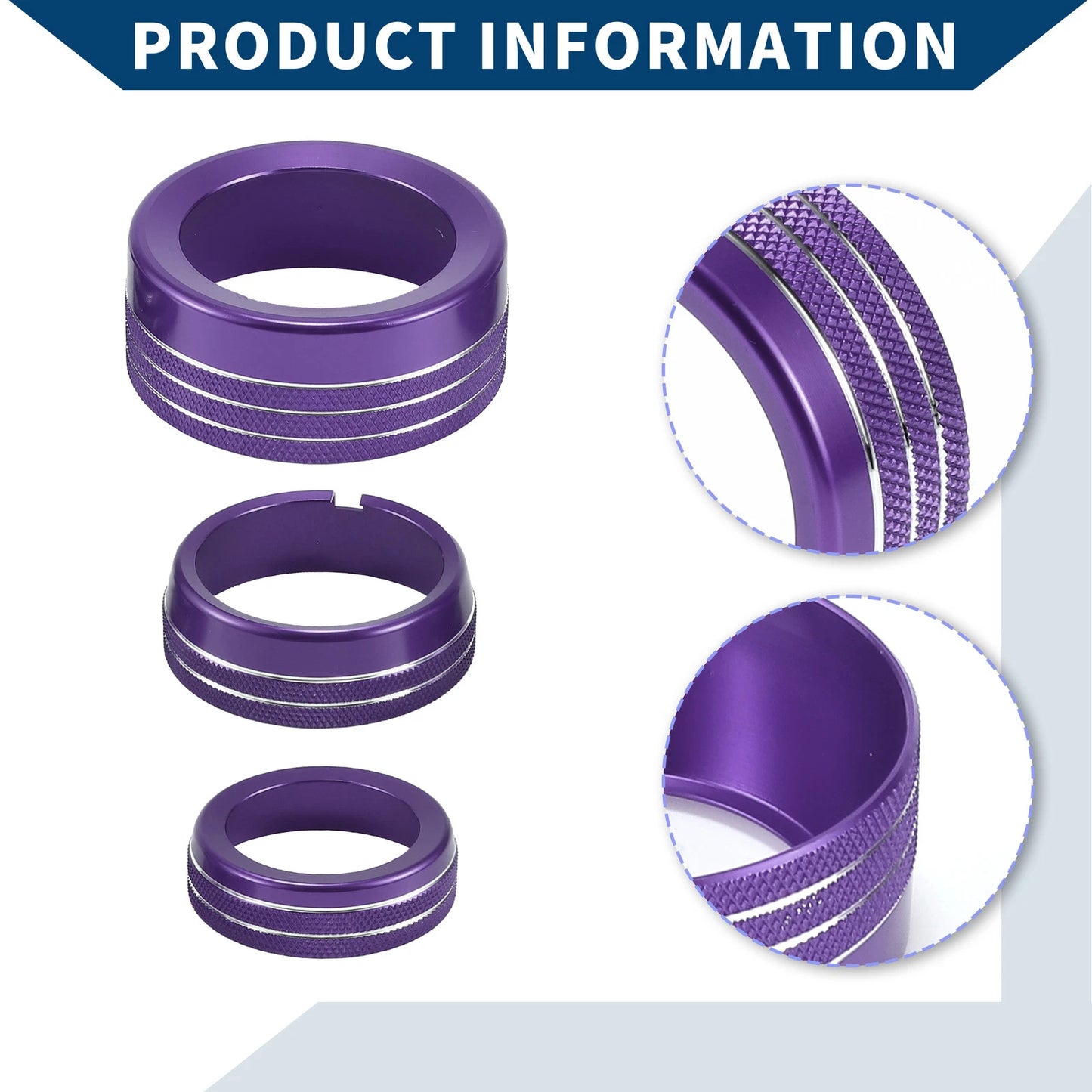 Set of 5 AC Gear Shift Headlight Media Knob Covers for Dodge RAM (2013–2017) Purple