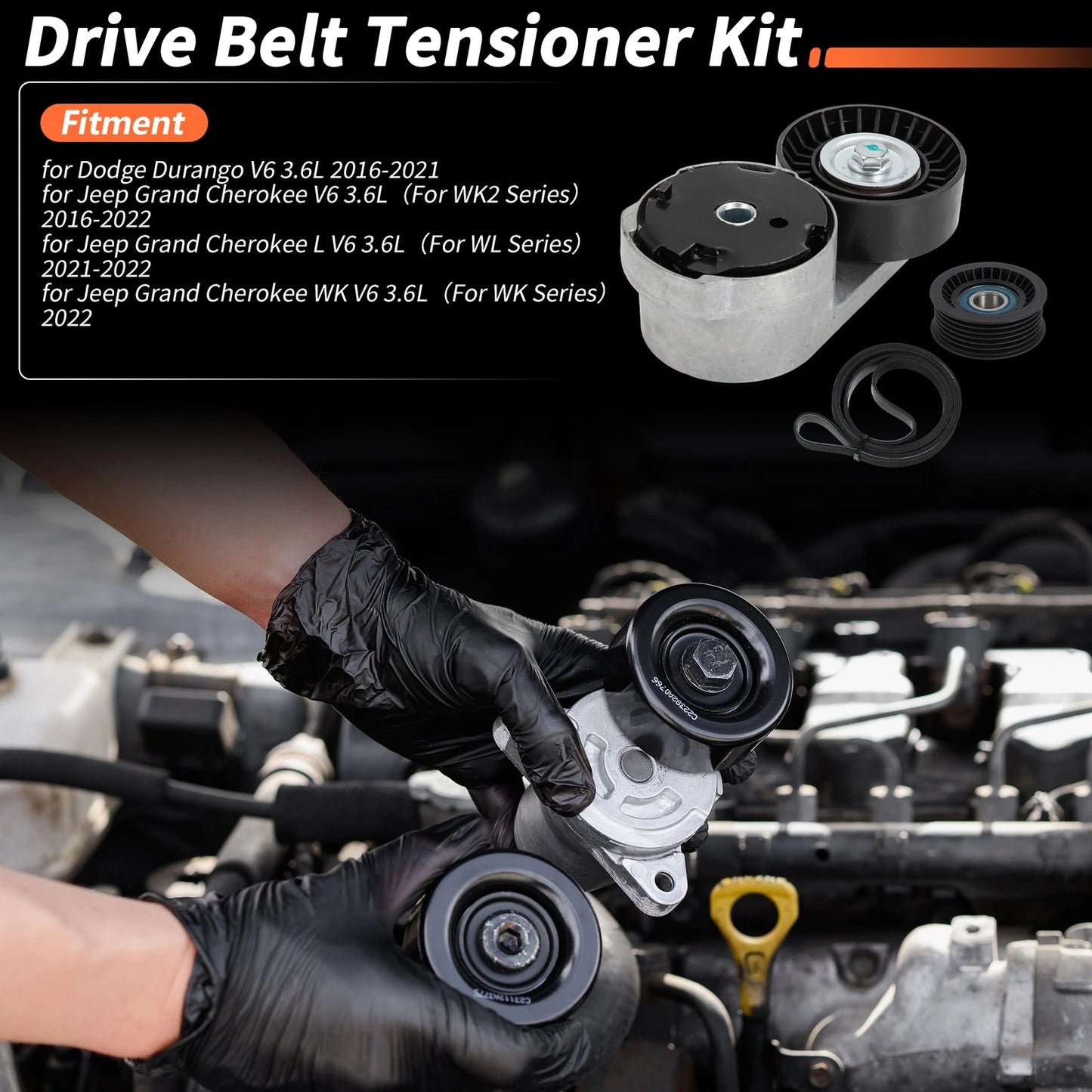 Set of 2 Drive Belt Tensioner Kit for Dodge Durango V6 3.6L (2016–2021) No. 5184617AC