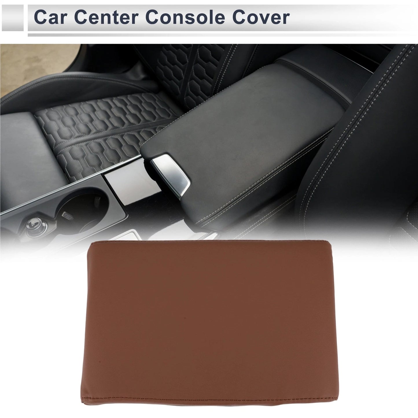 Center Console Cover for Car (12.6"x7.87"x1.97", Light Brown)