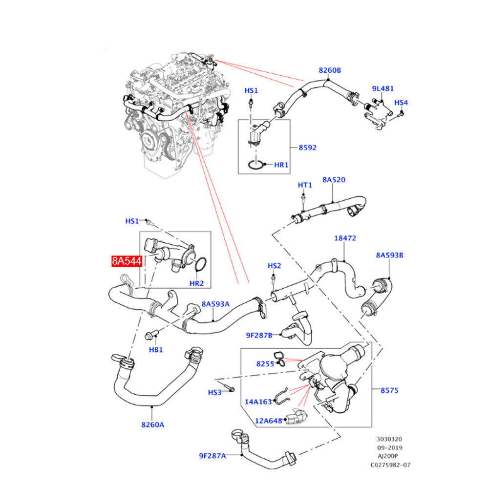 Engine Coolant Outlet Connector Tube for Jaguar XF (2008–2015)